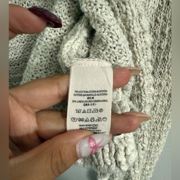 Free People Cream Knit Sweater Collar and open front - Picture 4 of 8